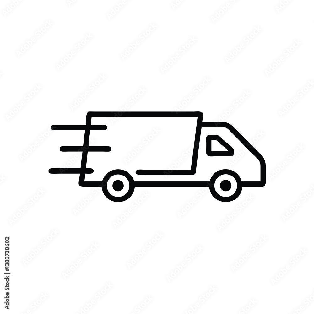 Simple Line Art Illustration of a Fast Delivery Truck Simple Line Art Illustration of a Fast Delivery Truck