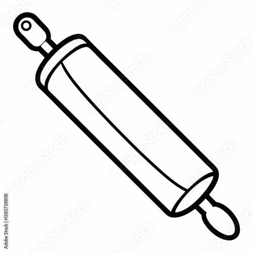 Rolling Pin Outline Vector – Line Art Drawing for Coloring Book Page on White Background