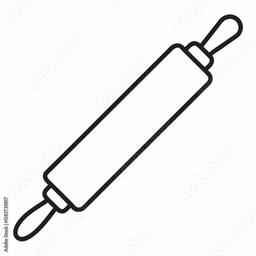 Rolling Pin Outline Vector – Line Art Drawing for Coloring Book Page on White Background