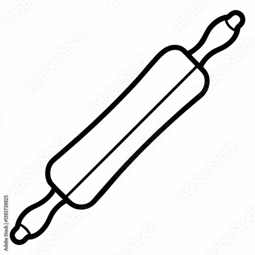 Rolling Pin Outline Vector – Line Art Drawing for Coloring Book Page on White Background