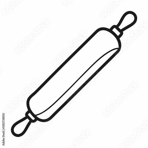 Rolling Pin Outline Vector – Line Art Drawing for Coloring Book Page on White Background