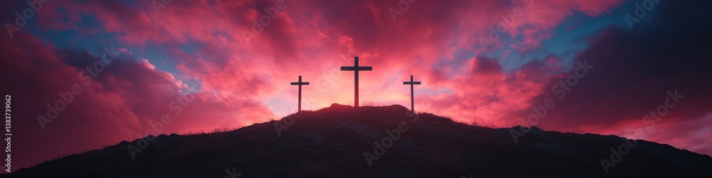 Holy Monday Sacred Narratives Dramatic Calvary Crosses Silhouetted Against Sunset - Spiritual Wellness and Redemptive Design for Contemporary Faith Experiences Holy Monday Sacred Narratives Dramatic Calvary Crosses Silhouetted Against Sunset - Spiritual Wellness and Redemptive Design for Contemporary Faith Experiences