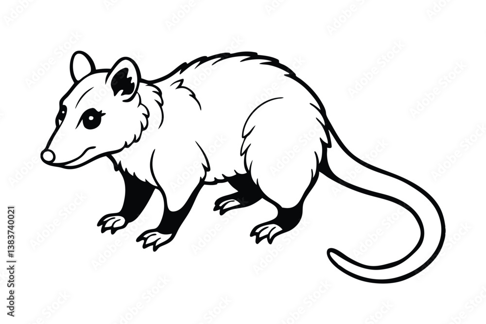 Obraz premium vector illustration of a opossum