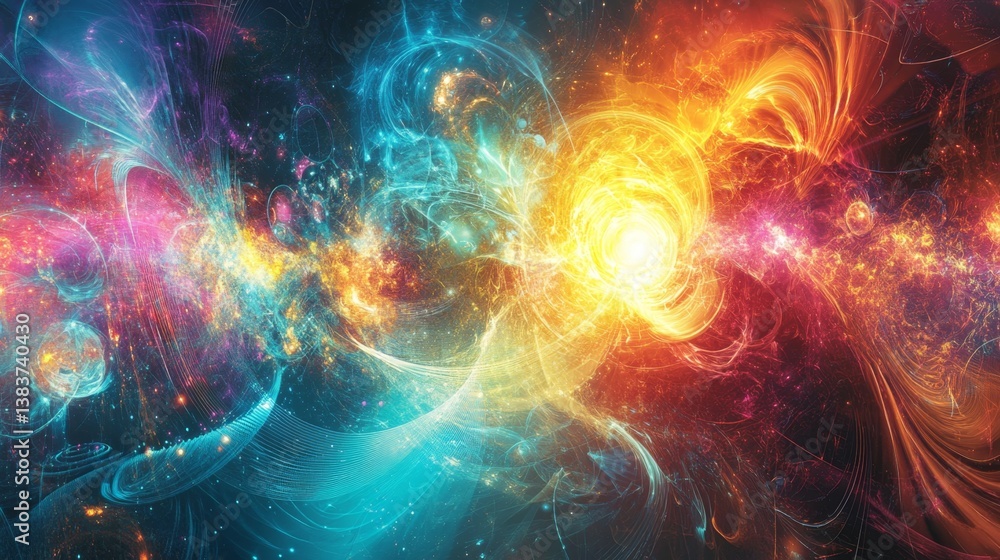 Fototapeta premium Cosmic explosion event outer space digital art vibrant colors abstract view universal concepts for imagery