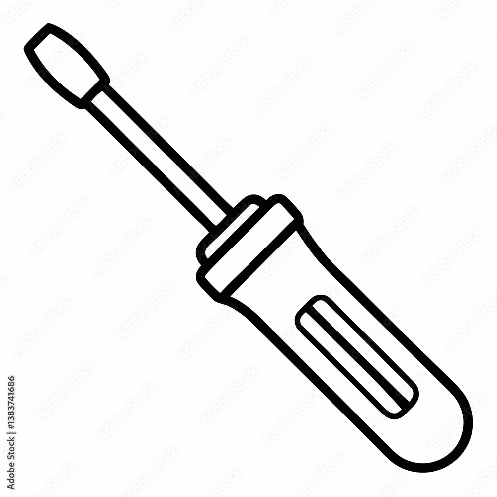 Fototapeta premium Screwdriver Outline Vector – Line Art Drawing for Coloring Book Page on White Background
