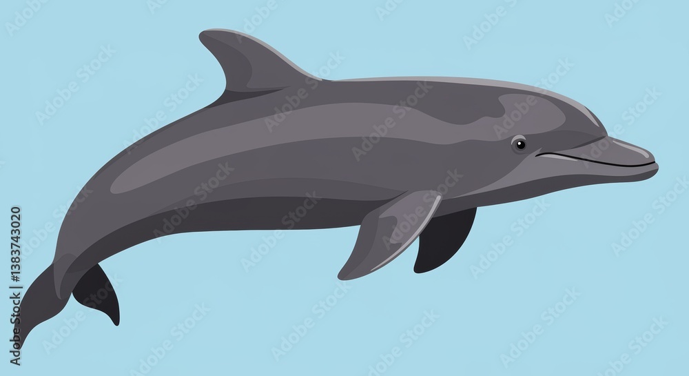 Obraz premium Dolphin Swimming in the Ocean Illustration – Marine Wildlife, Underwater Scene, Aquatic Animal