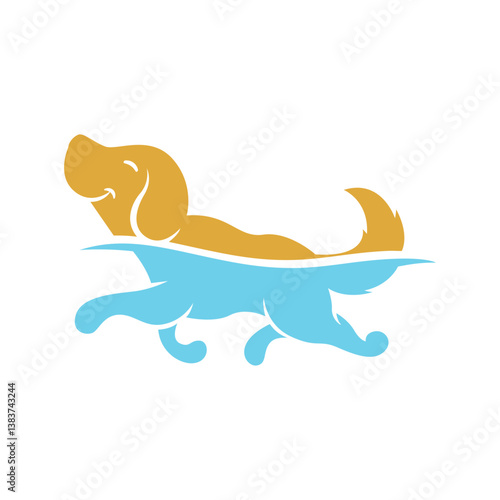 Dog swimming illustration vector design