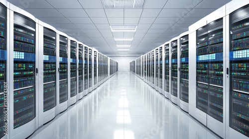 Wallpaper Mural Data center operations management modern facility digital infrastructure clean environment wide-angle view technology integration Torontodigital.ca