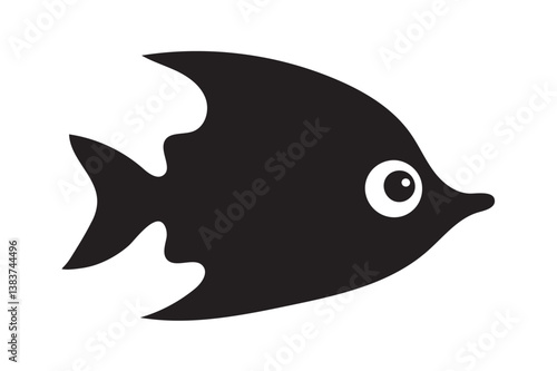 Cute angelfish vector icon on white background.