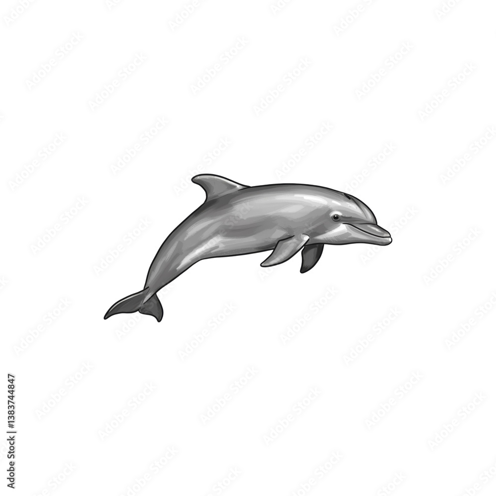 Obraz premium Cartoon Dolphin – Cute Marine Animal Isolated on Transparent Background