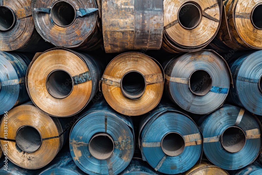 Packed rolls of steel sheet, Cold rolled steel coils . Packed rolls of steel sheet, Cold rolled steel coils .
