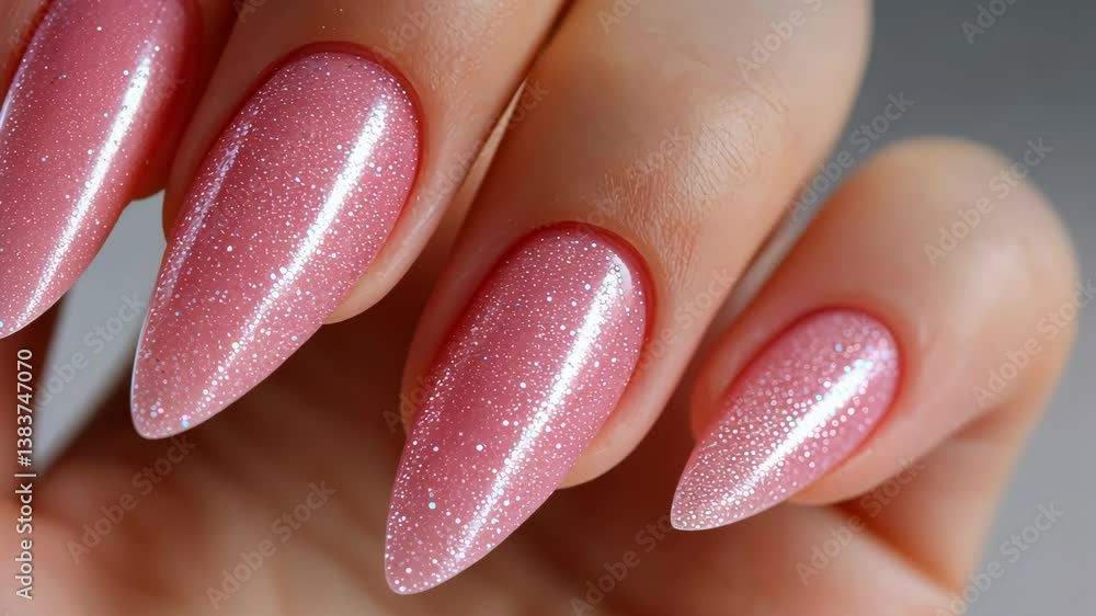 Sparkling pink nail art design showcases elegance and creativity at a beauticians studio with modern techniques Sparkling pink nail art design showcases elegance and creativity at a beauticians studio with modern techniques