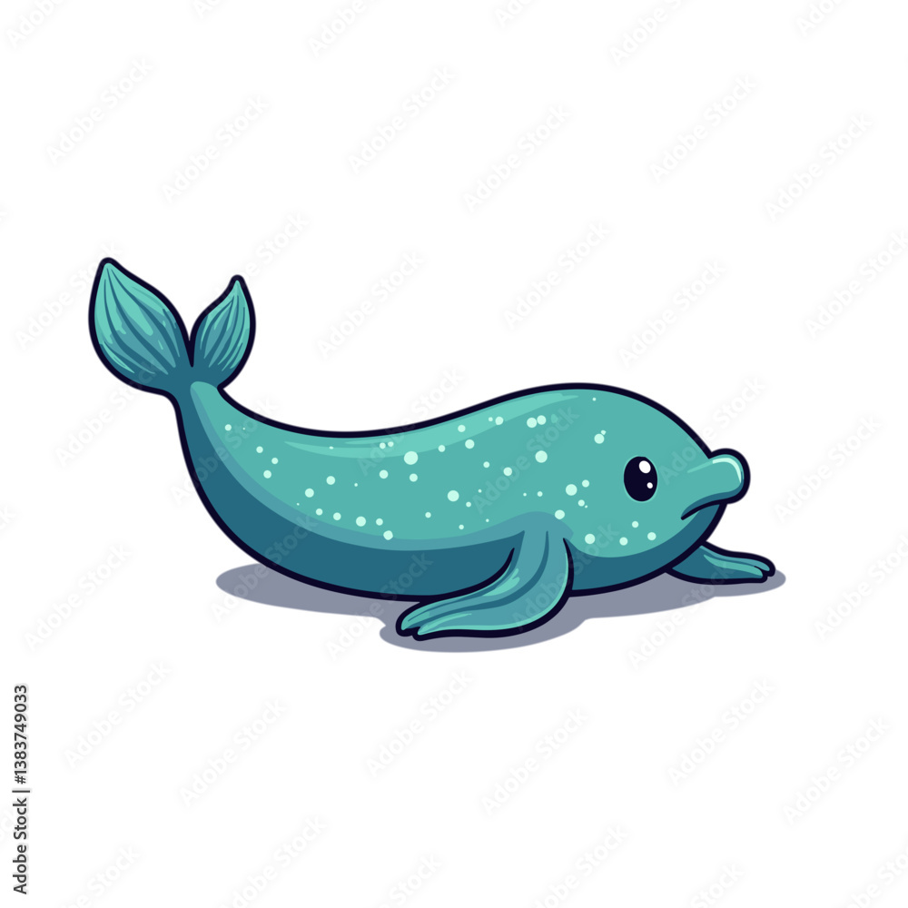 Obraz premium cartoon cute whale swimming in a playful ocean style 