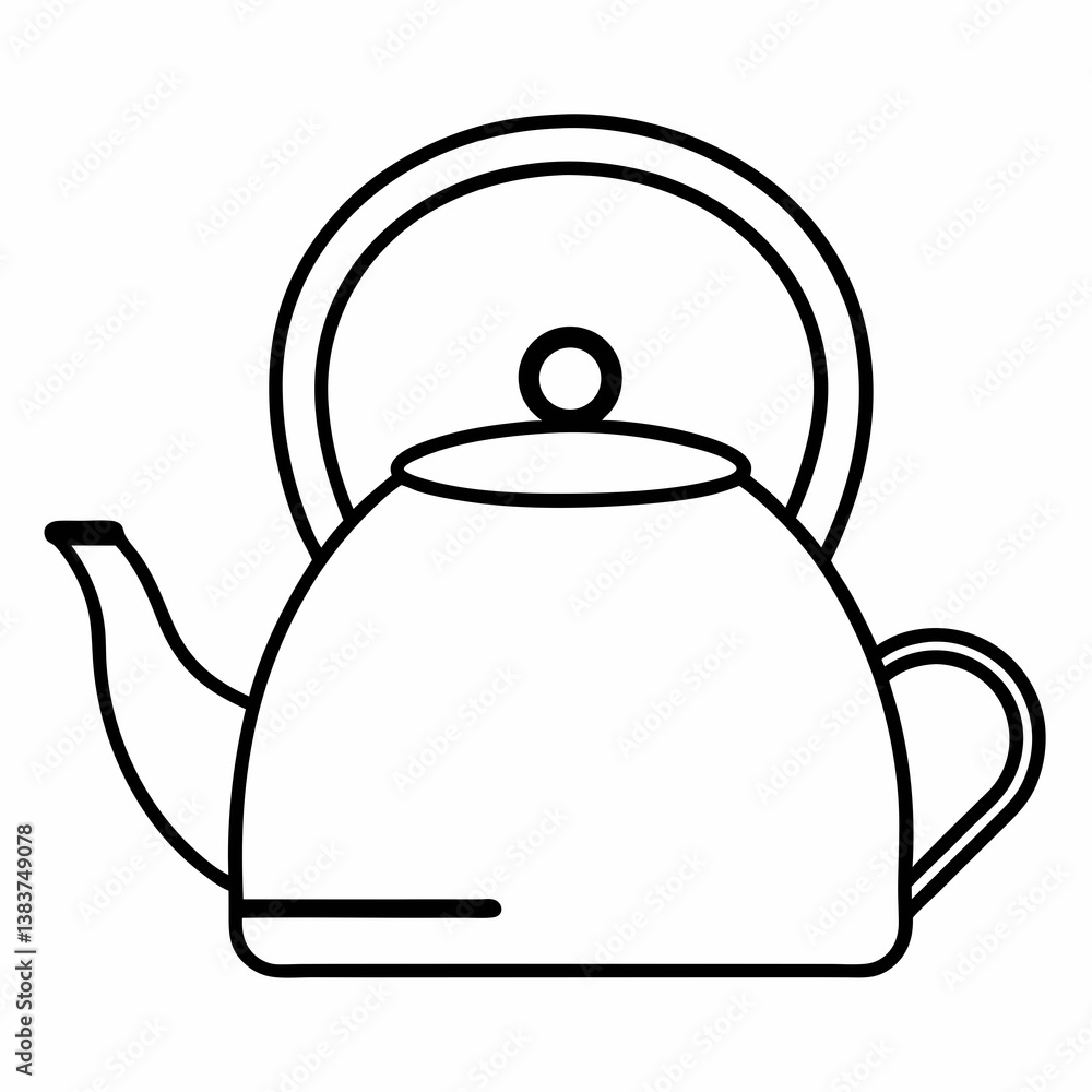 Obraz premium Tea Kettle Outline Coloring Book Page Line Art