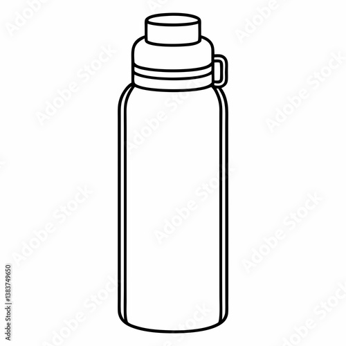 Thermos Bottle Outline Coloring Book Page Line Art