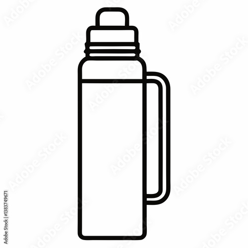 Thermos Bottle Outline Coloring Book Page Line Art