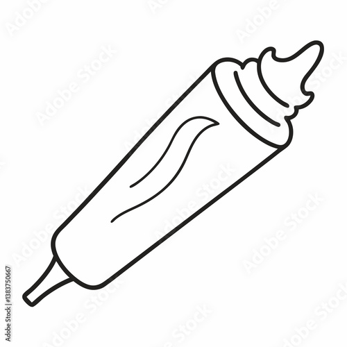 Toothpaste Outline Coloring Book Page Line Art