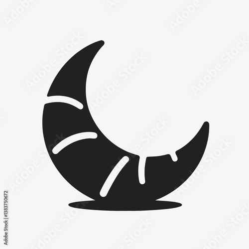 Crescent Moon silhouette in black on a white background 