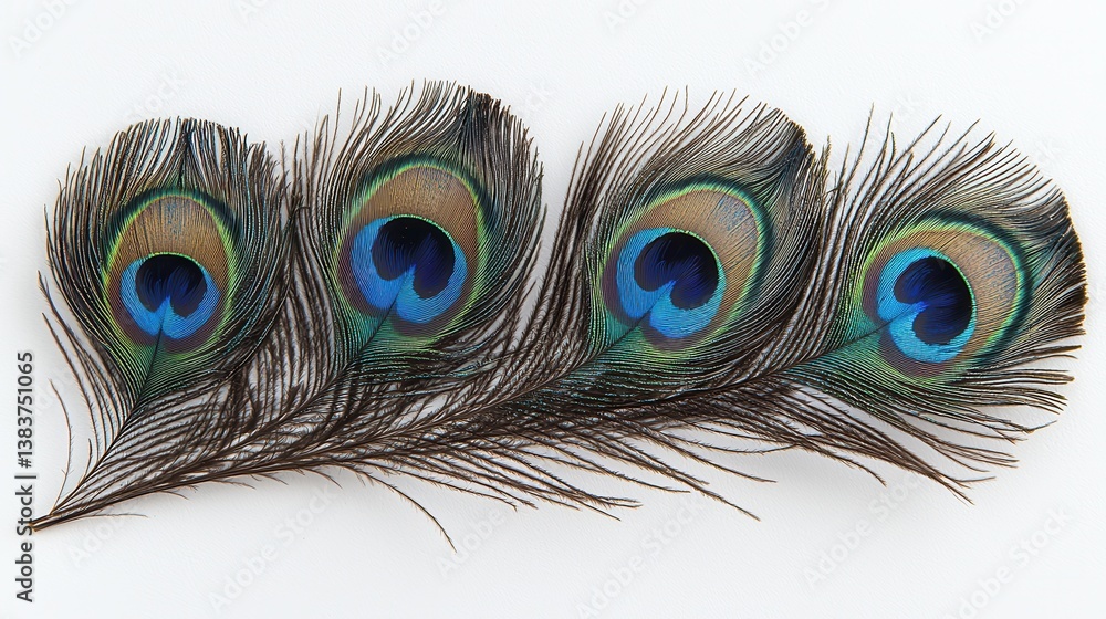 Obraz premium Peacock feathers against white background
