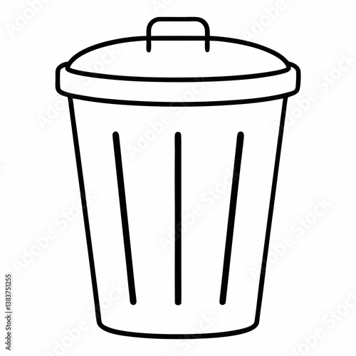 Trash Can Outline Coloring Book Page Line Art Drawing