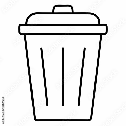 Trash Can Outline Coloring Book Page Line Art Drawing