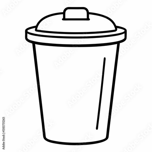 Trash Can Outline Coloring Book Page Line Art Drawing