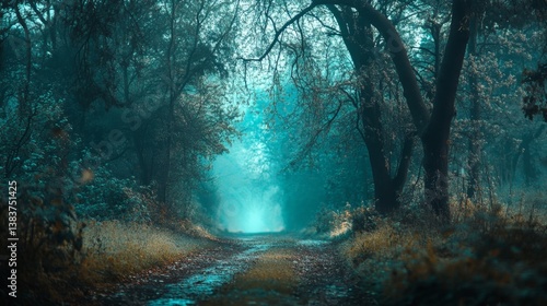 Mysterious forest path revealed enchanted woods photography serene environment captivating view nature's secrets