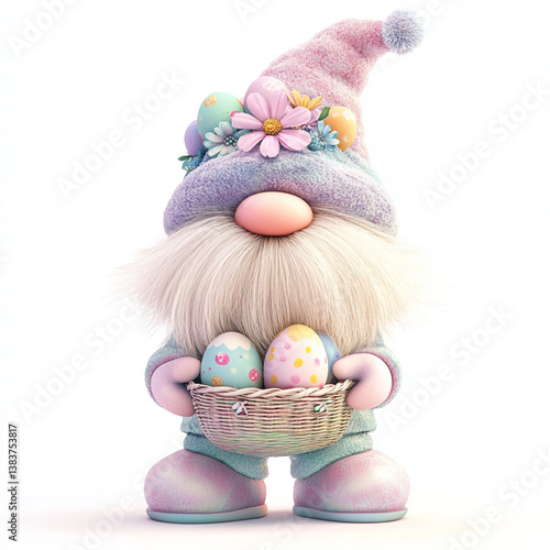 Adorable Easter Gnome - Colorful Spring Figurine with Eggs and Flowers