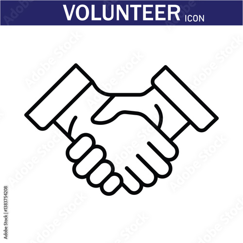 Volunteer Vector Line Icon . Volunteering, Charitable Organizations Logo Linear Pictograms. Donations, Humanitarian Aid, Peace-Keeping Missions Symbols Contour Illustrations . EPS 10 .