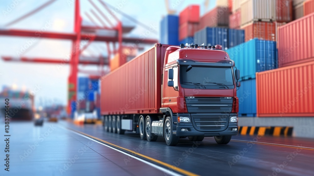 Transporting cargo efficiently trucking operations at a busy port industrial environment aerial view supply chain management