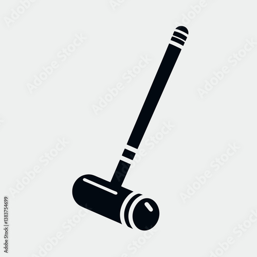 very simple flat and minimalist Croquet Mallet silhouette in black on a white background
