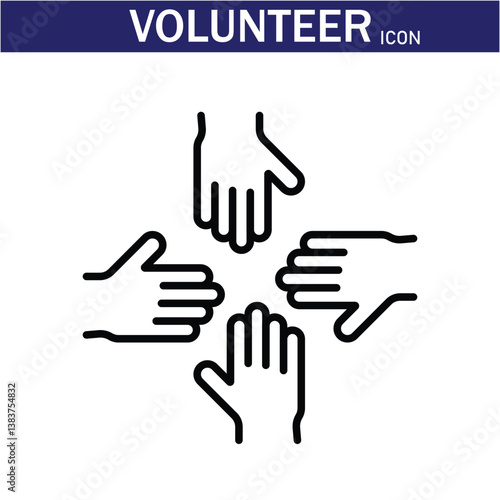 Volunteer Vector Line Icon . Volunteering, Charitable Organizations Logo Linear Pictograms. Donations, Humanitarian Aid, Peace-Keeping Missions Symbols Contour Illustrations . EPS 10 .