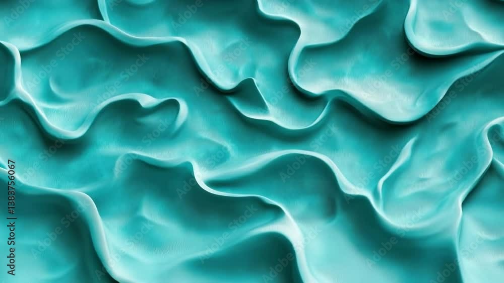 Textured surface with flowing, wavy patterns in a vibrant turquoise color. The undulating shapes create a sense of depth and movement, resembling fabric or water. Mineral macro background. Textured surface with flowing, wavy patterns in a vibrant turquoise color. The undulating shapes create a sense of depth and movement, resembling fabric or water. Mineral macro background.