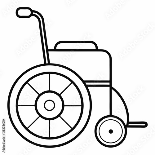 Wheelchair Outline Coloring Book Page Line Art