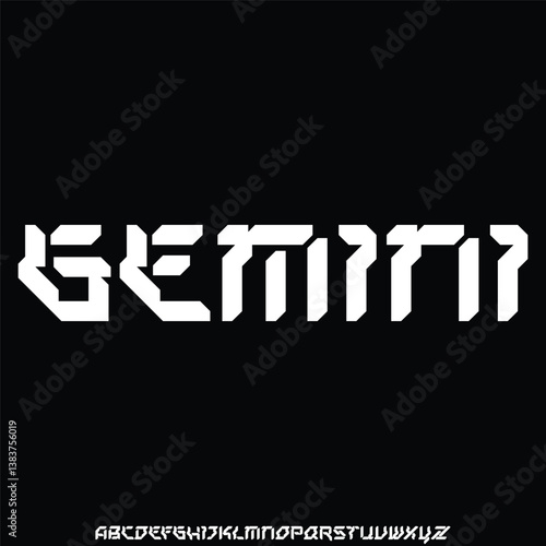 Modern creative futuristic alphabet display font vector. Unique expanded technology typography style