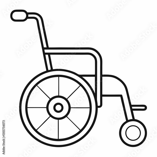Wheelchair Outline Coloring Book Page Line Art