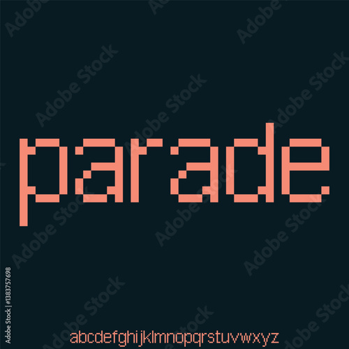 Modern unique wide sans serif alphabet display font vector illustration