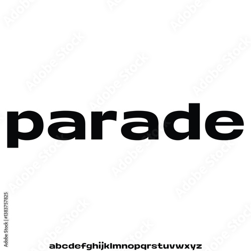 Modern unique wide sans serif alphabet display font vector illustration