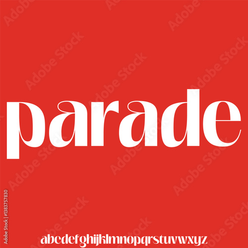 Modern unique wide sans serif alphabet display font vector illustration
