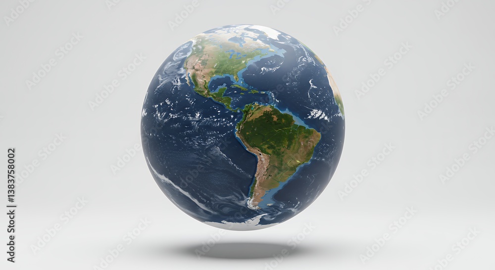 Detailed Render of the Earth Globe Featuring the Americas and Oceanic Depths Detailed Render of the Earth Globe Featuring the Americas and Oceanic Depths