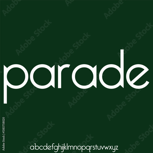Modern unique wide sans serif alphabet display font vector illustration