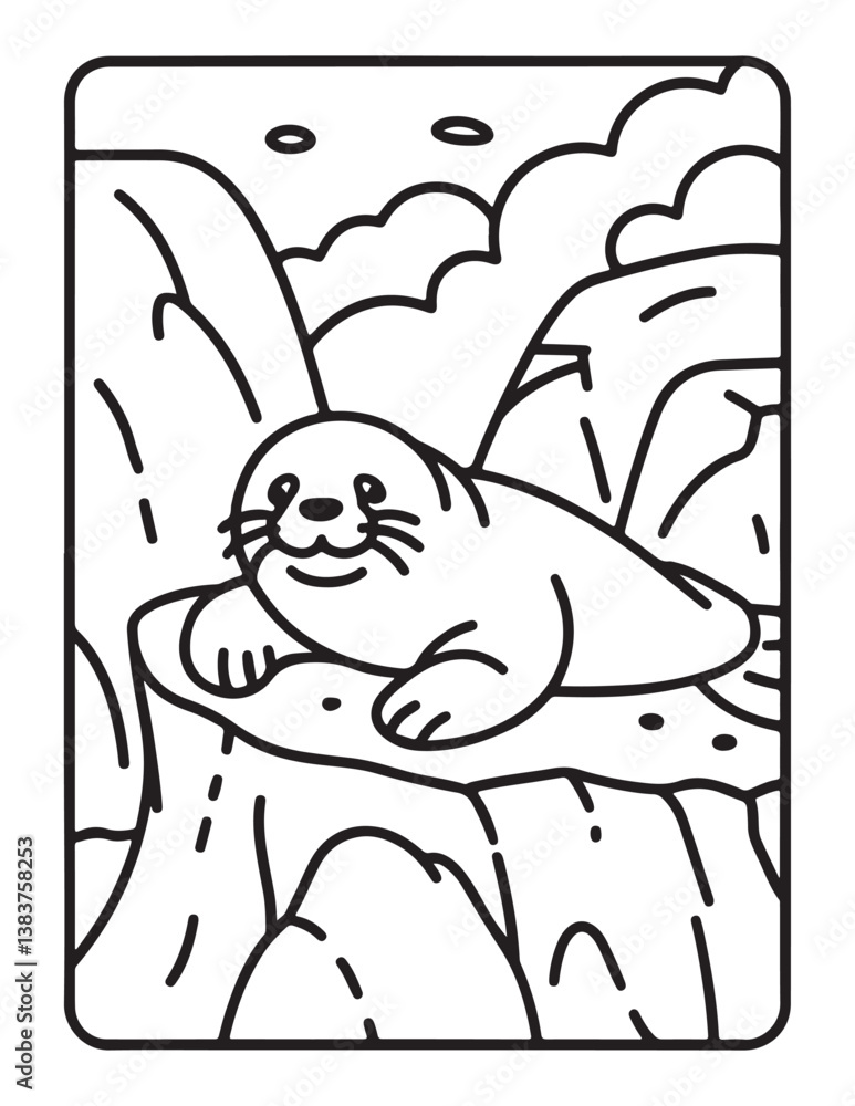 Cute ocean animals coloring page, illustration, bold & easy design, bold & easy coloring page, line art, black & white designs, vector illustration, ocean scenes, ocean background Cute ocean animals coloring page, illustration, bold & easy design, bold & easy coloring page, line art, black & white designs, vector illustration, ocean scenes, ocean background