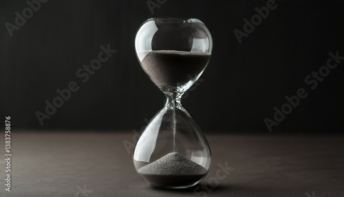 Hourglass against dark backdrop.
