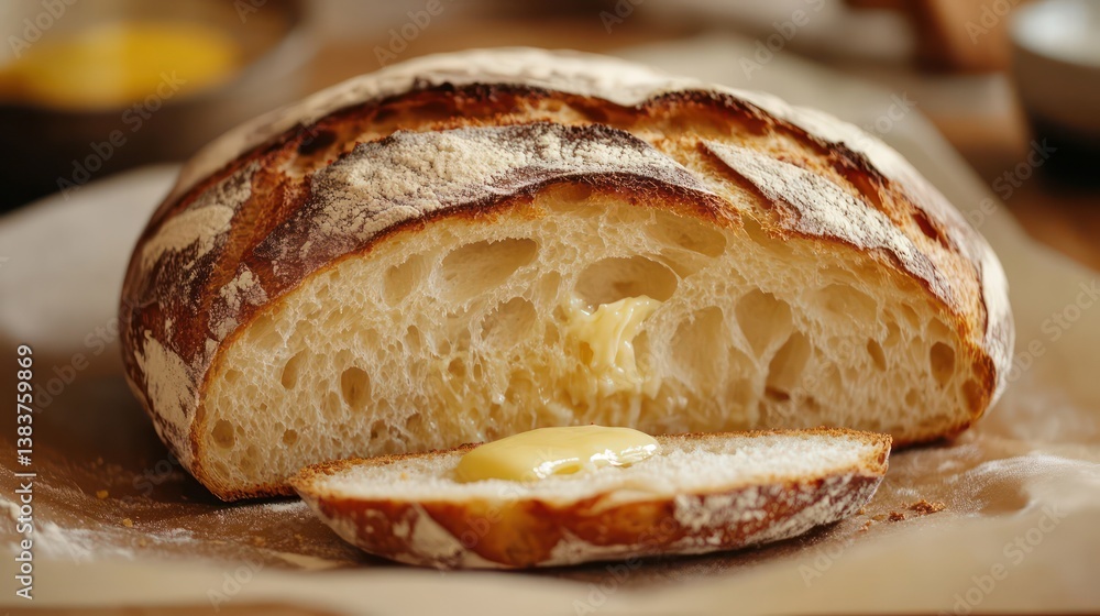 Artisan Bread Slices Closeup Artisan Bread Slices Closeup