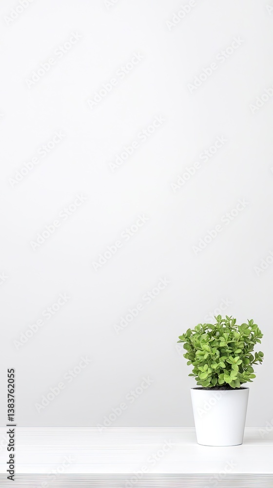 Small plant sitting on a white table against a white background Small plant sitting on a white table against a white background