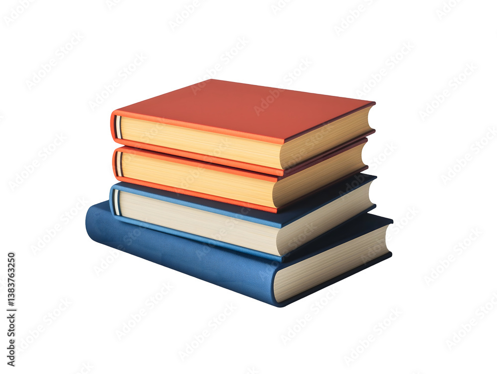 Stack of hardcover books, minimalist design, isolated on a plain white background Transparent PNG Stack of hardcover books, minimalist design, isolated on a plain white background Transparent PNG