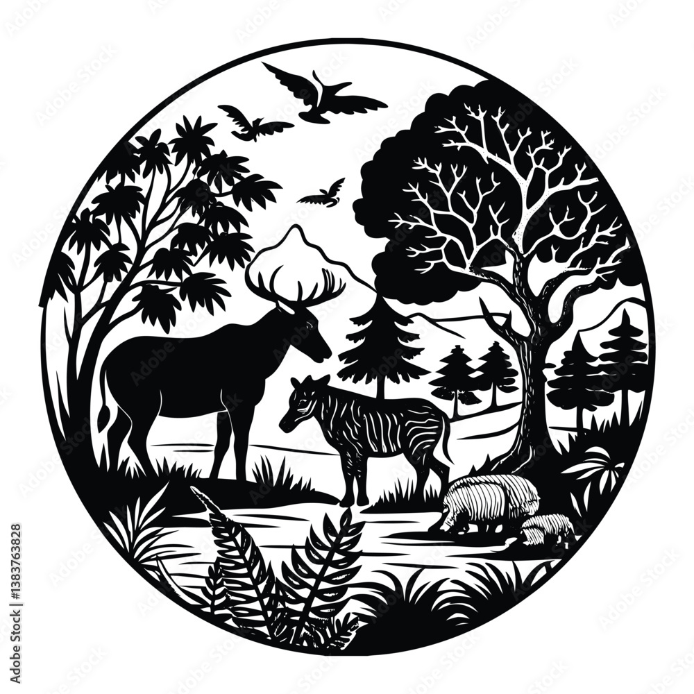 Fototapeta premium wild animals silhouettes