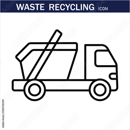 recycling waste line icons. Plastic bottle, biodegradable trash, junk truck, landfill, paper, glass, battery, conveyor vector illustration. Outline signs about garbage recycle. Editable Stroke .Eps 10