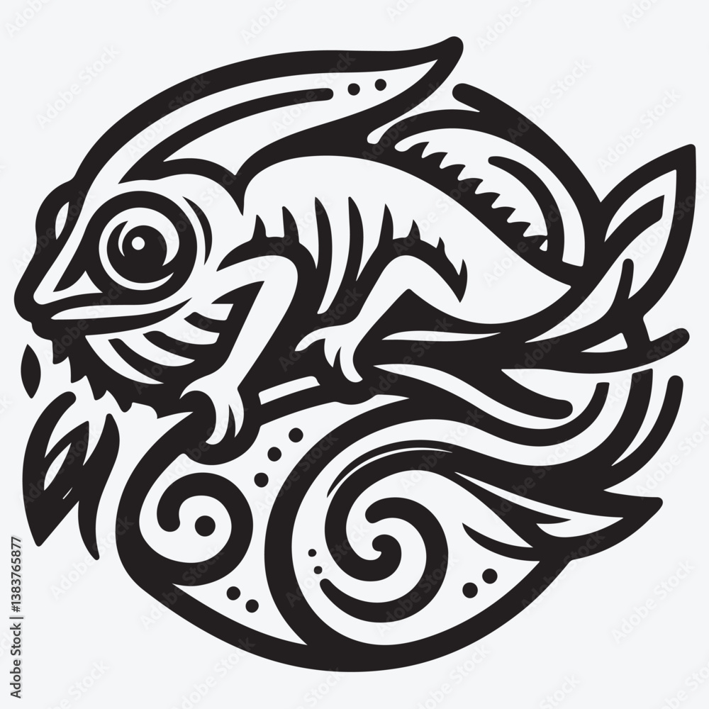 A Chameleon outline style vector logo stock illustration A Chameleon outline style vector logo stock illustration