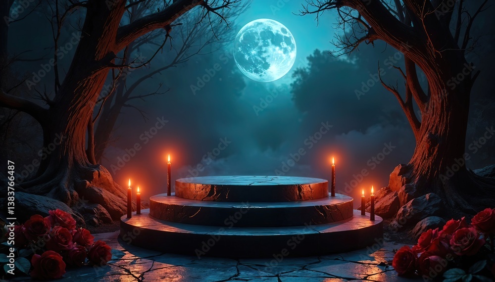 Obraz premium The quiet calm of the mysterious forest is accentuated by the power of surreal nature.